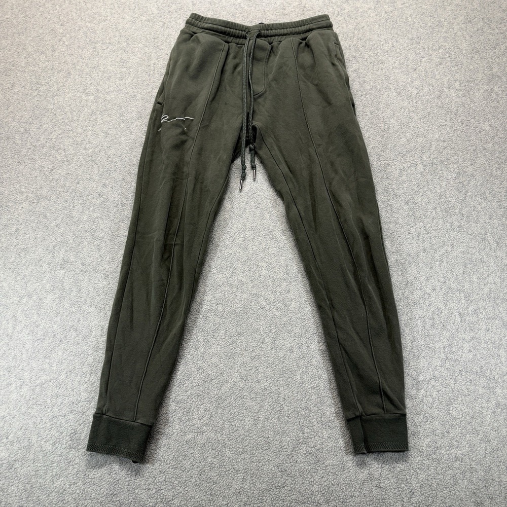 Prévu Men's XS Olive Green‎ Slim Fit Pintuck Jogger Sweatpants Logo